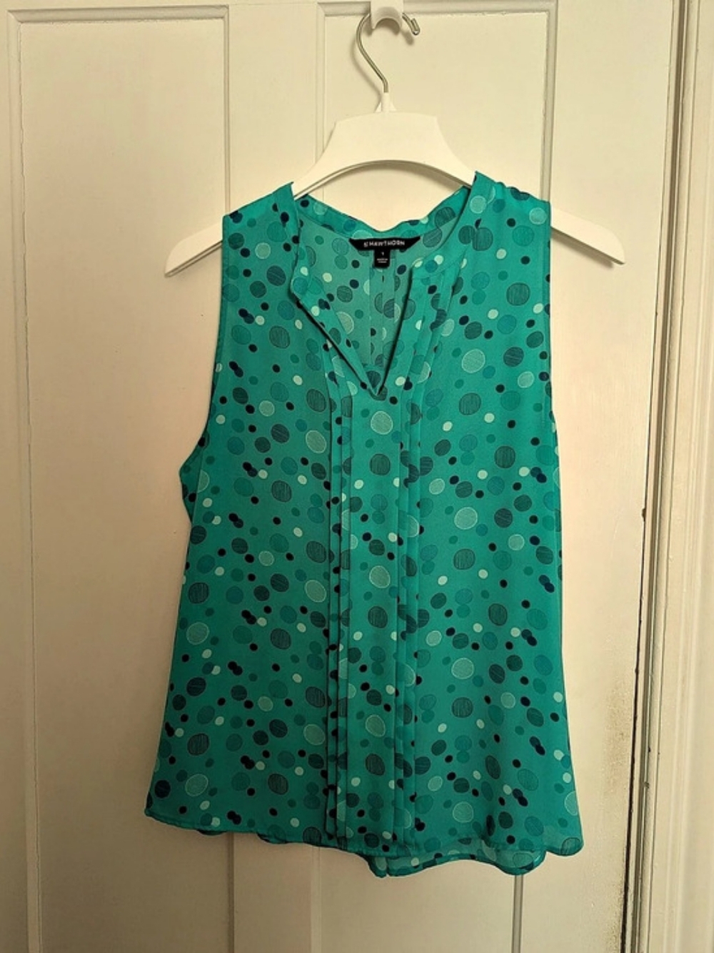 41 Hawthorn Polka Dot Sleeveless Blouse in Green